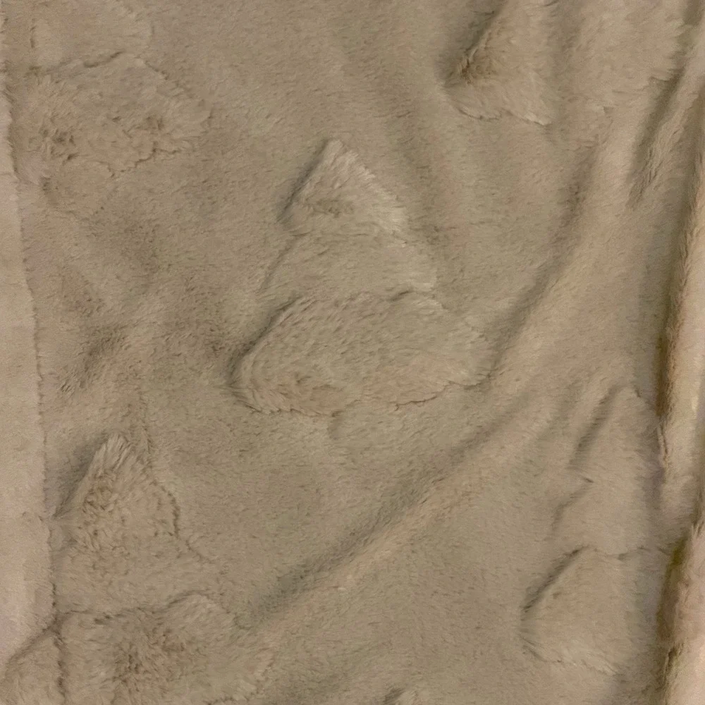 Merry Christmas Tan Faux Fur Jacquard Table Runner 16x72 Holiday Tree Embossed